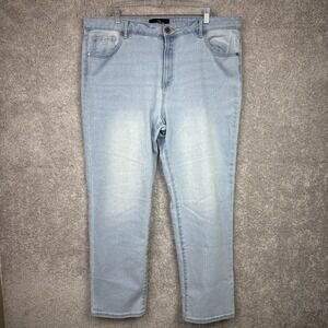 Jordache Jeans Womens‎ Size 20 Blue High Rise Straight Stretch Denim Zip Fly